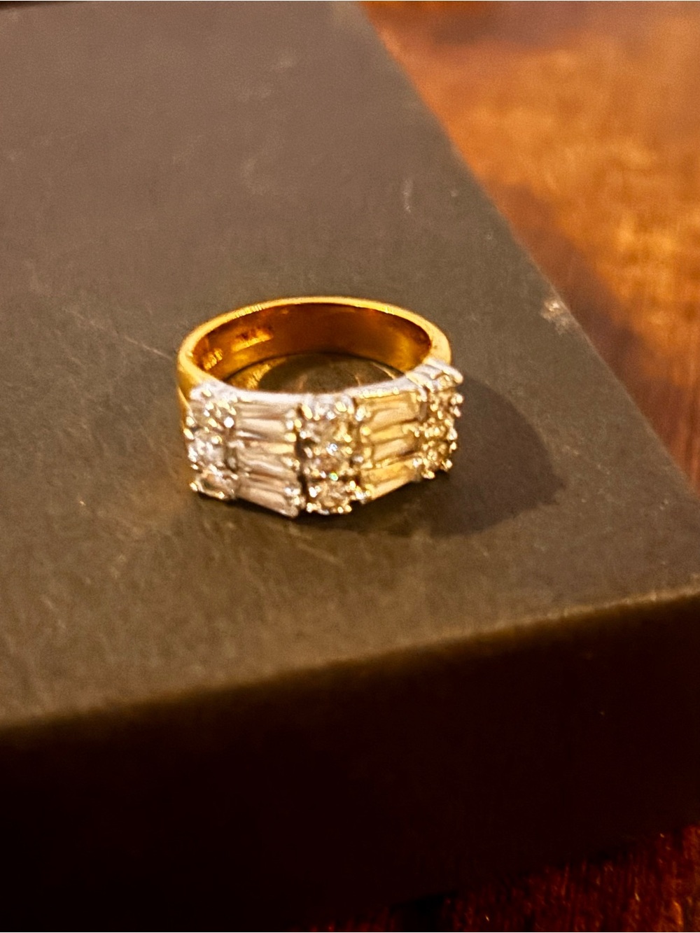 Vintage Gold ( Sterling Silver) with CZ Baguettes and Round Stones